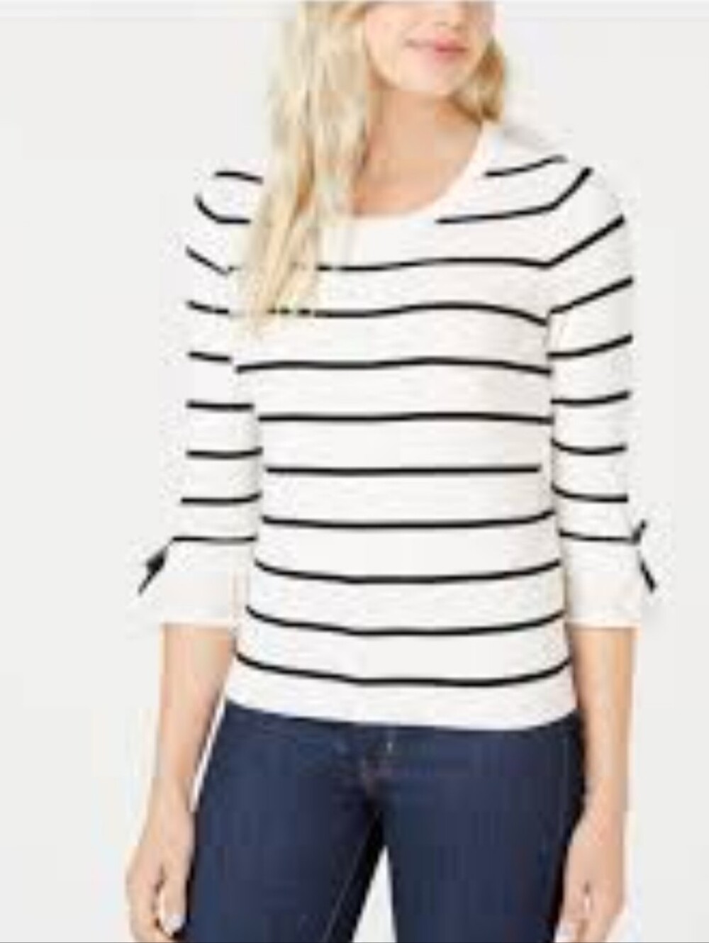 Maison Jules 3/4 Sleeve Length Sweater With Bows